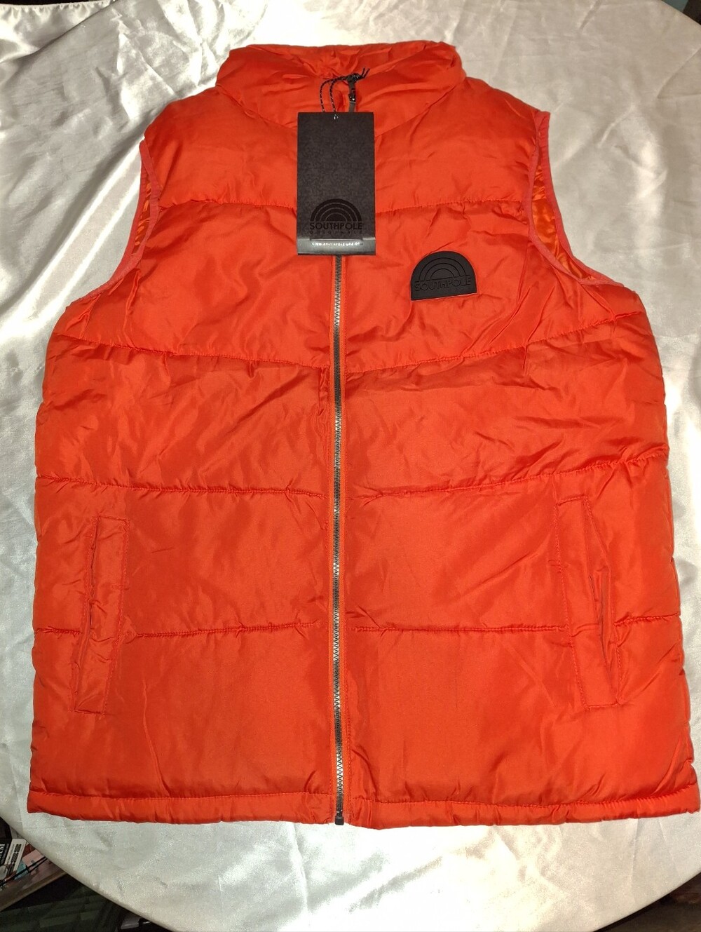 NWT Southpole Originals Red Puffer Vest Y2K Big Script Logo Men’s Medium